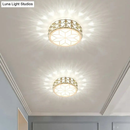 Modern gold crystal flush mount ceiling light for passageway