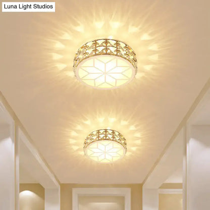Modern gold crystal flush mount ceiling light for passageway