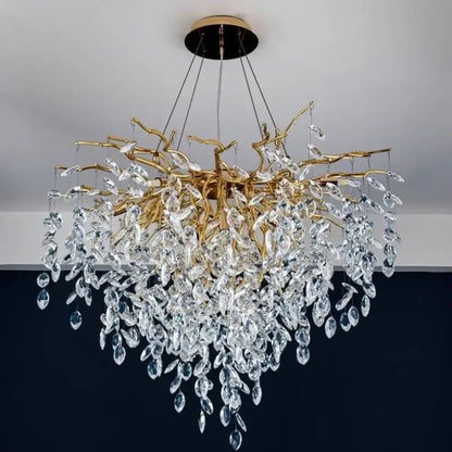 Modern gold crystal g9 chandelier living room branch pendant light