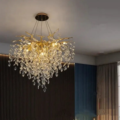 Modern gold crystal g9 chandelier living room branch pendant light