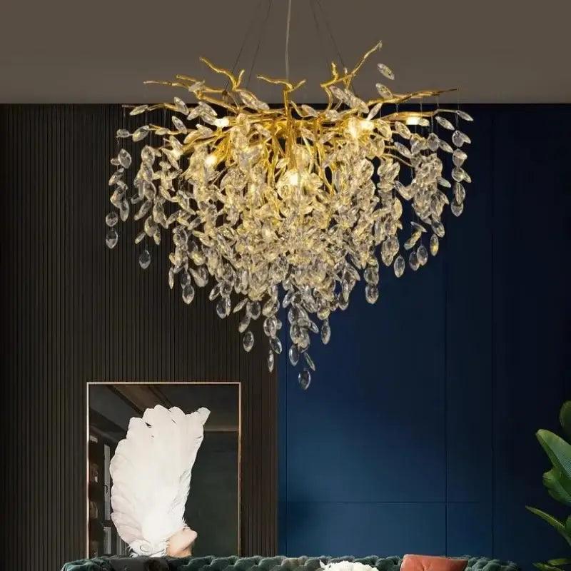 Modern gold crystal g9 chandelier living room branch pendant light