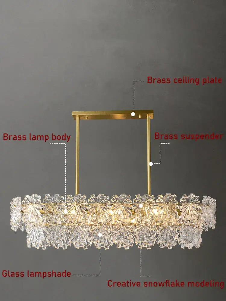 Modern gold crystal glass led pendant dining room chandelier