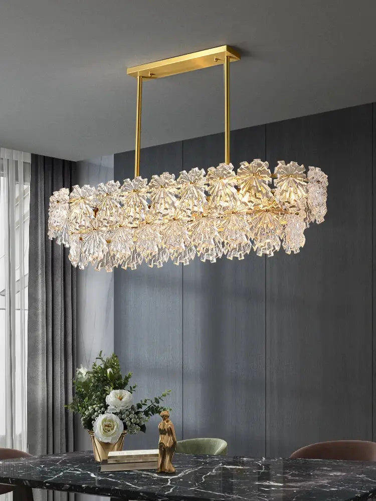 Modern gold crystal glass led pendant dining room chandelier