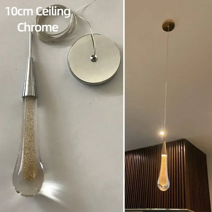 Modern gold crystal glass led pendant lights dining room teardrop shaded