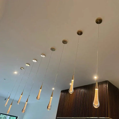 Modern gold crystal glass led pendant lights dining room teardrop shaded