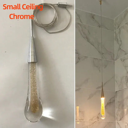 Modern gold crystal glass led pendant lights dining room teardrop shaded