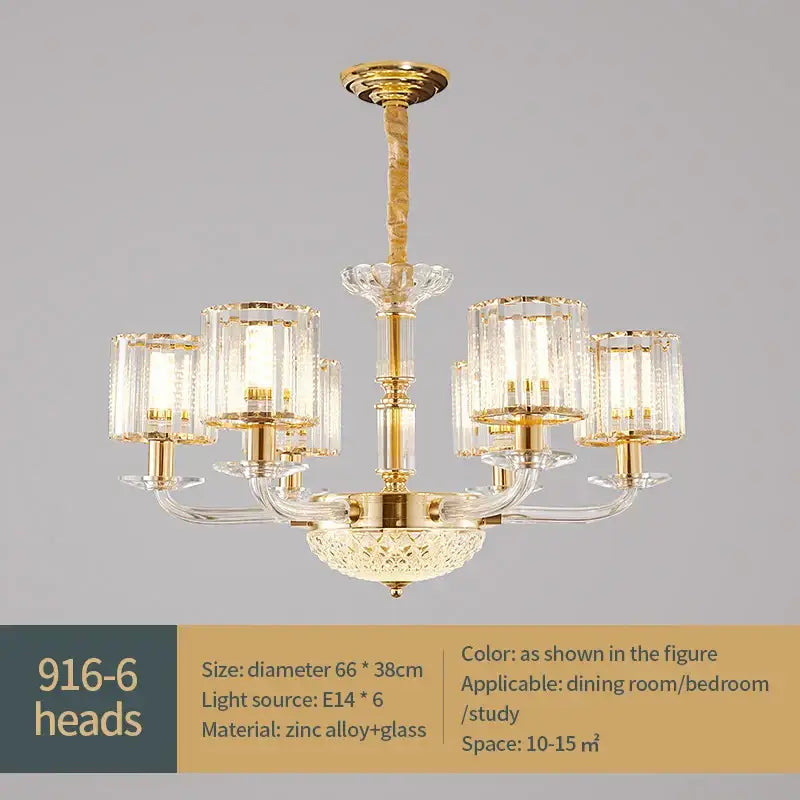 Modern gold crystal glass pendant lamp for dining room