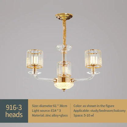 Modern gold crystal glass pendant lamp for dining room