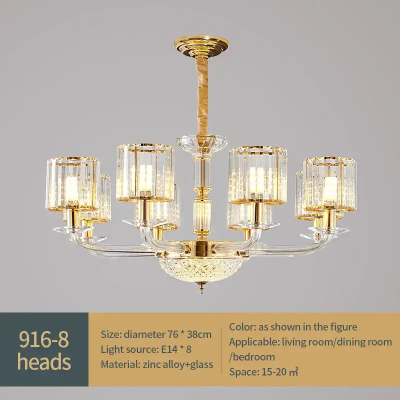 Modern gold crystal glass pendant lamp for dining room