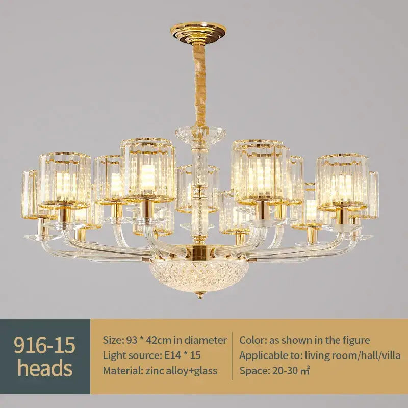 Modern gold crystal glass pendant lamp for dining room