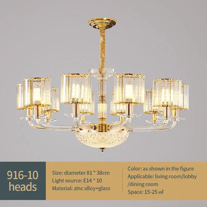 Modern gold crystal glass pendant lamp for dining room