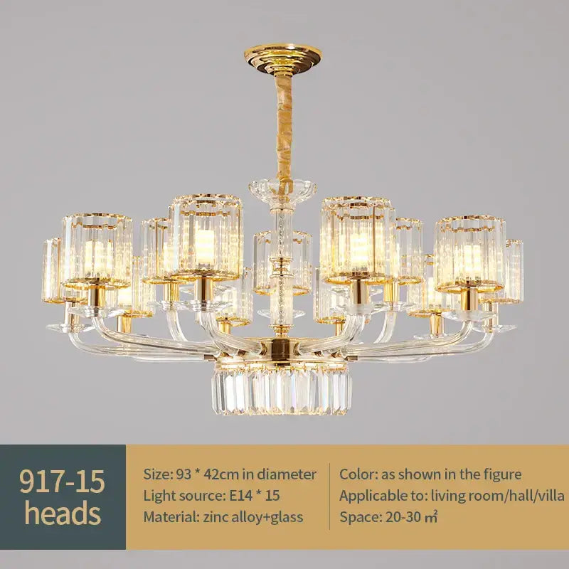 Modern gold crystal glass pendant lamp for dining room