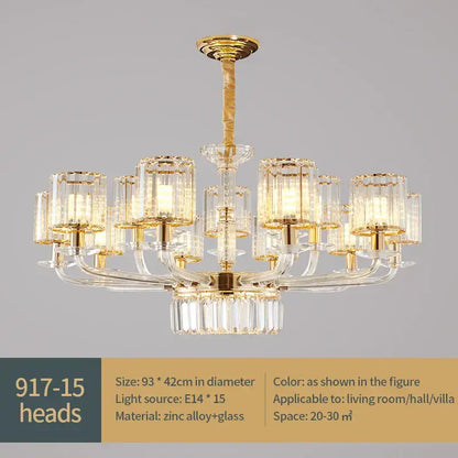 Modern gold crystal glass pendant lamp for dining room