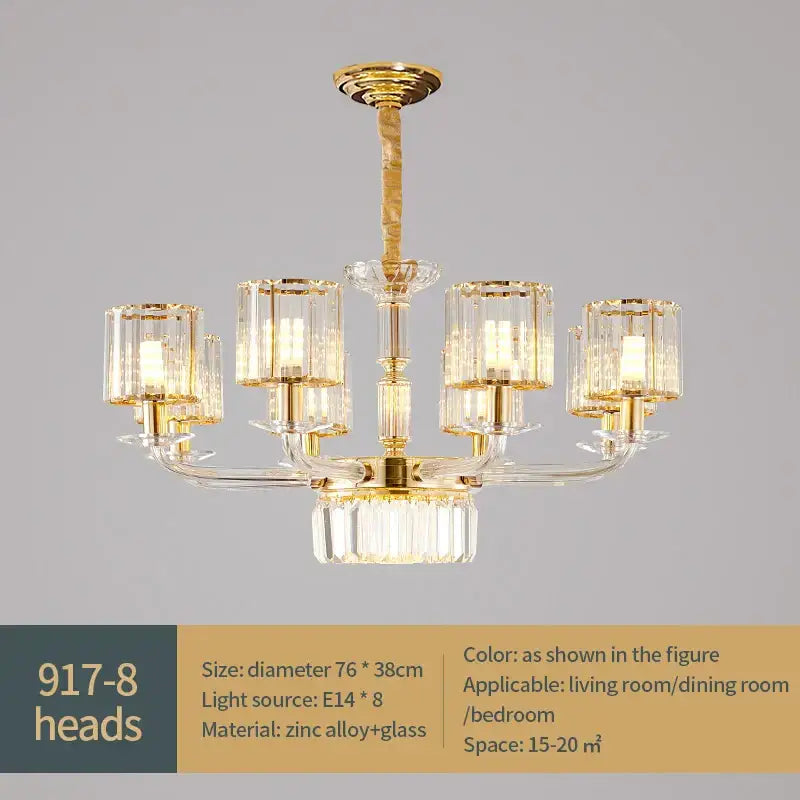 Modern gold crystal glass pendant lamp for dining room