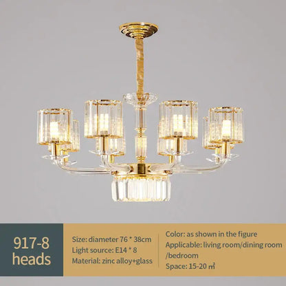 Modern gold crystal glass pendant lamp for dining room