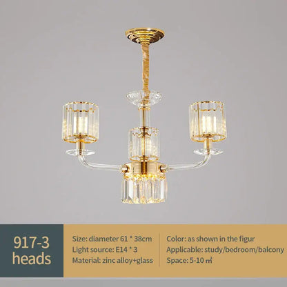 Modern gold crystal glass pendant lamp for dining room
