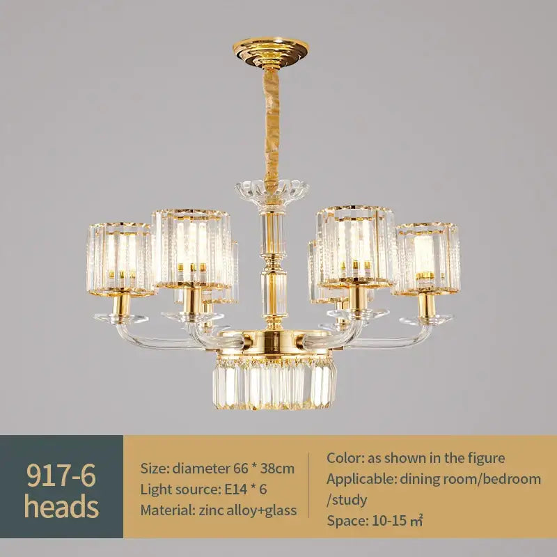 Modern gold crystal glass pendant lamp for dining room