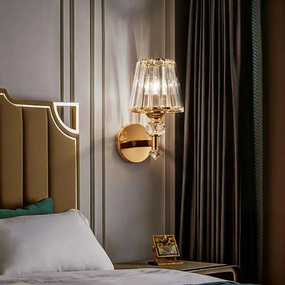 Modern gold crystal glass wall lamp for bedroom luxury sconce