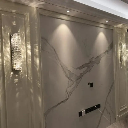 Modern gold crystal glass wall sconce for bedroom warm glow light