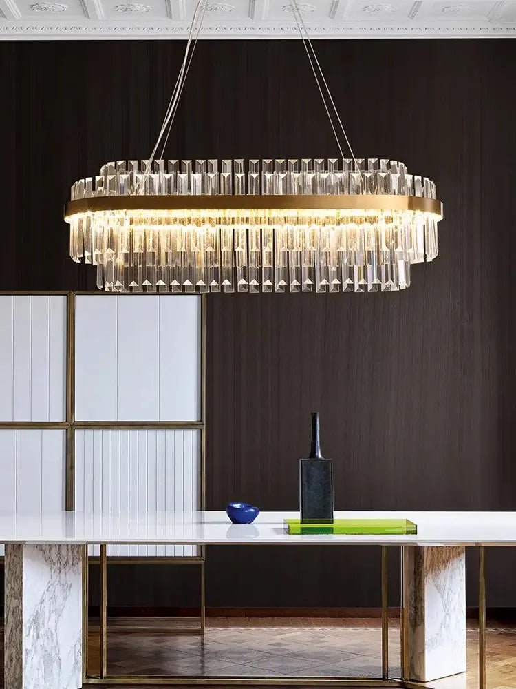 Modern gold crystal hanging lamp living room chandelier