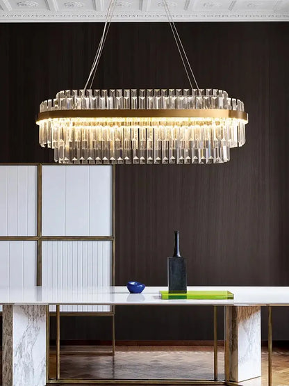 Modern gold crystal hanging lamp living room chandelier