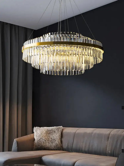 Modern gold crystal hanging lamp living room chandelier