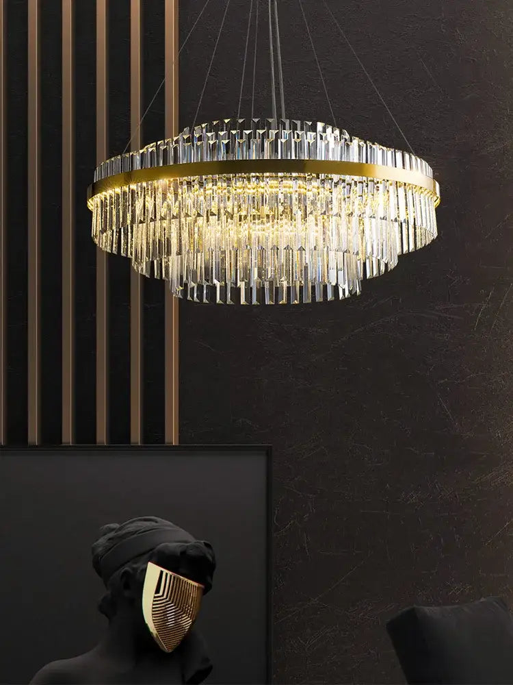 Modern gold crystal hanging lamp living room chandelier