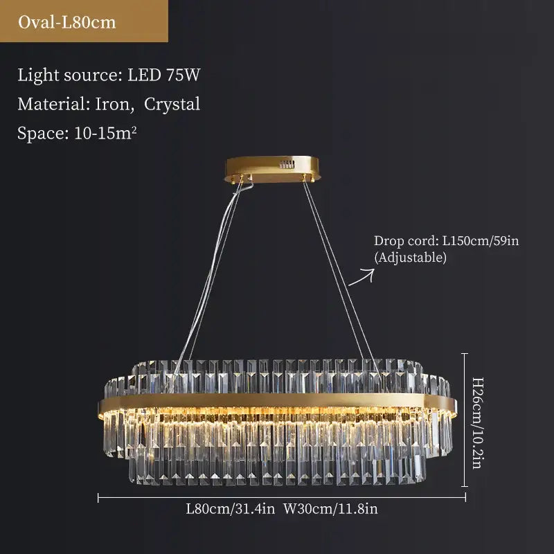 Modern gold crystal hanging lamp living room chandelier