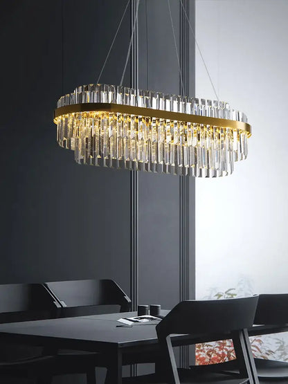 Modern gold crystal hanging lamp living room chandelier