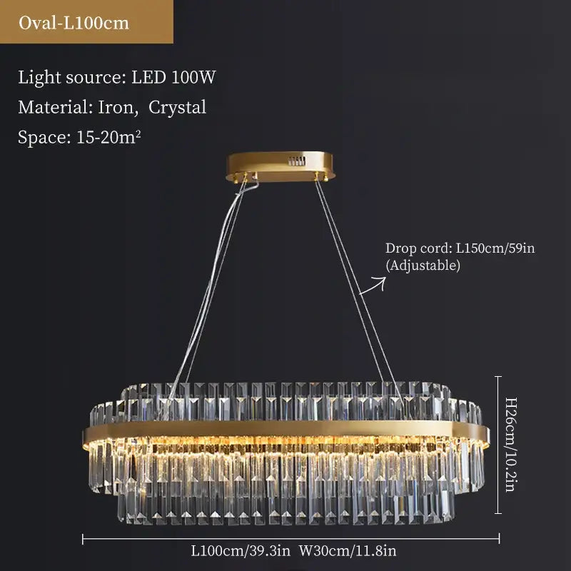 Modern gold crystal hanging lamp living room chandelier
