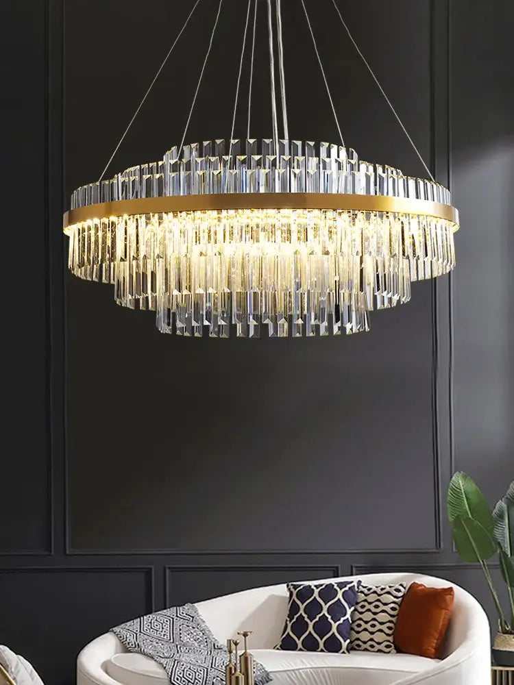 Modern gold crystal hanging lamp living room chandelier