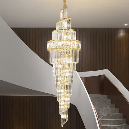 Modern gold crystal hollow chandelier living room cascading light