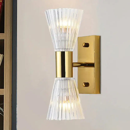 Modern gold crystal hourglass wall light fixture bedroom wall light
