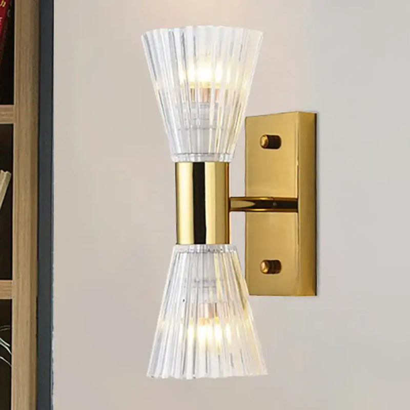 Modern gold crystal hourglass wall light fixture bedroom wall light