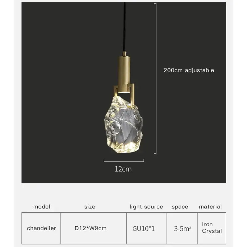 Modern gold crystal iron bedside chandelier bedroom pendant light
