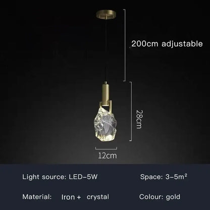 Modern gold crystal iron bedside chandelier bedroom pendant light