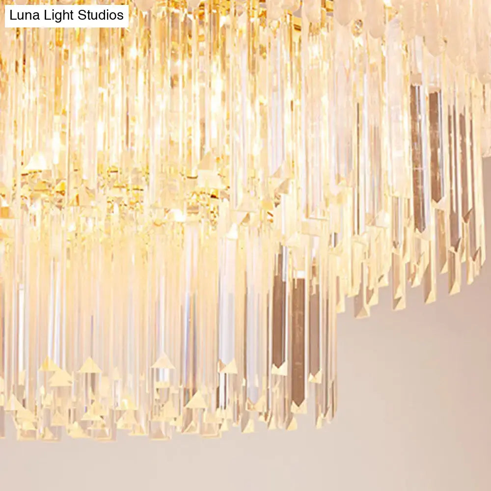 Modern gold crystal island lighting dining room rectangle chandelier