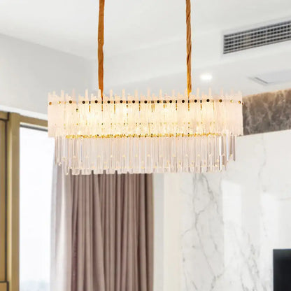 Modern gold crystal island lighting dining room rectangle chandelier