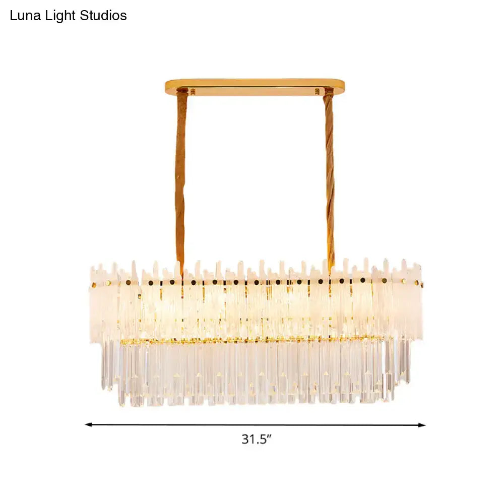 Modern gold crystal island lighting dining room rectangle chandelier