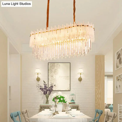 Modern gold crystal island lighting dining room rectangle chandelier
