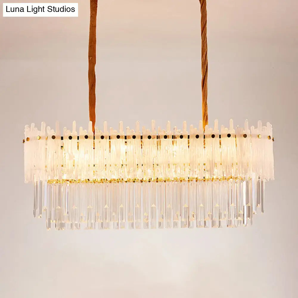 Modern gold crystal island lighting dining room rectangle chandelier