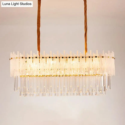 Modern gold crystal island lighting dining room rectangle chandelier