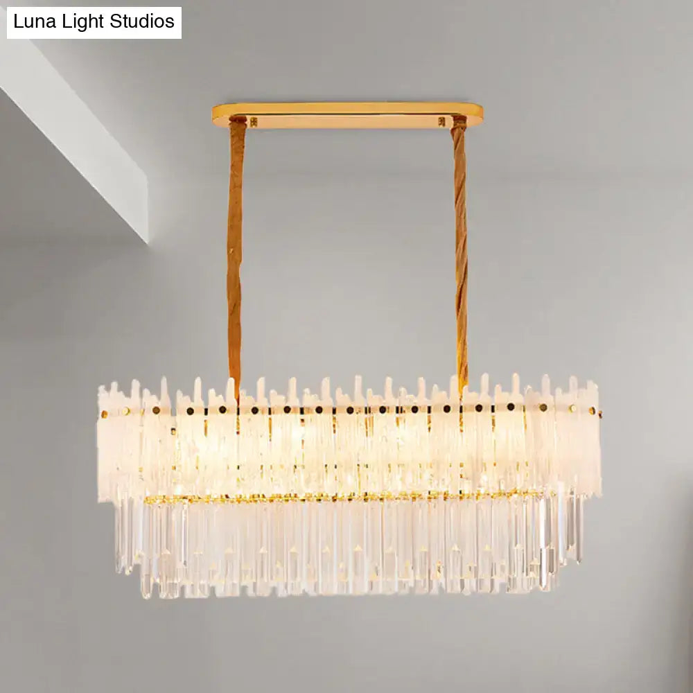 Modern gold crystal island lighting dining room rectangle chandelier