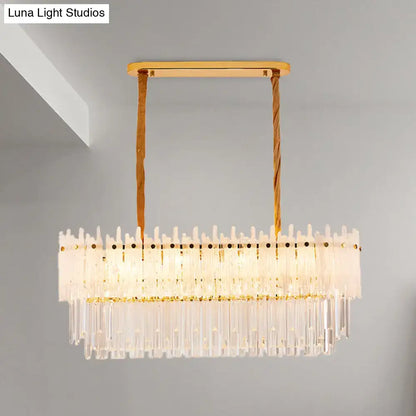 Modern gold crystal island lighting dining room rectangle chandelier