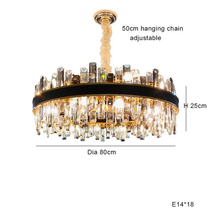 Modern gold crystal leather chandelier living room led light