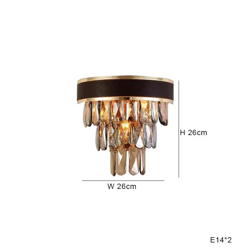 Modern gold crystal leather chandelier living room led light