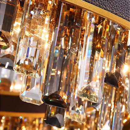 Modern gold crystal leather chandelier living room led light