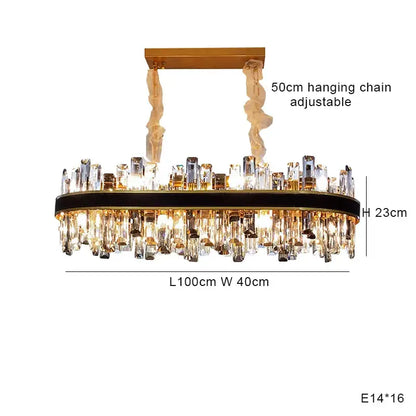 Modern gold crystal leather chandelier living room led light