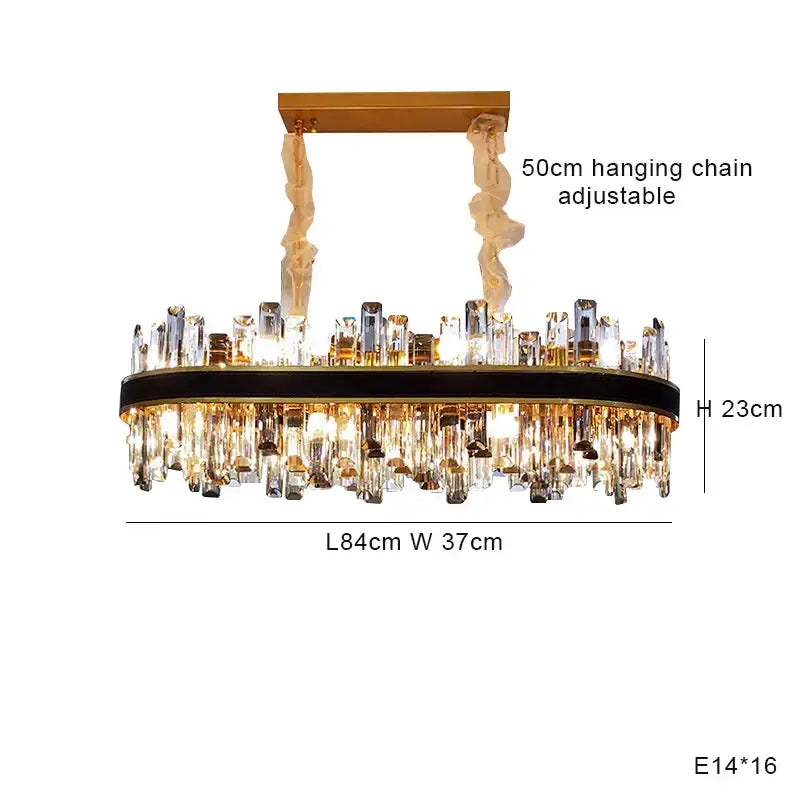 Modern gold crystal leather chandelier living room led light