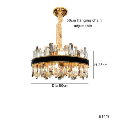 Modern gold crystal leather chandelier living room led light